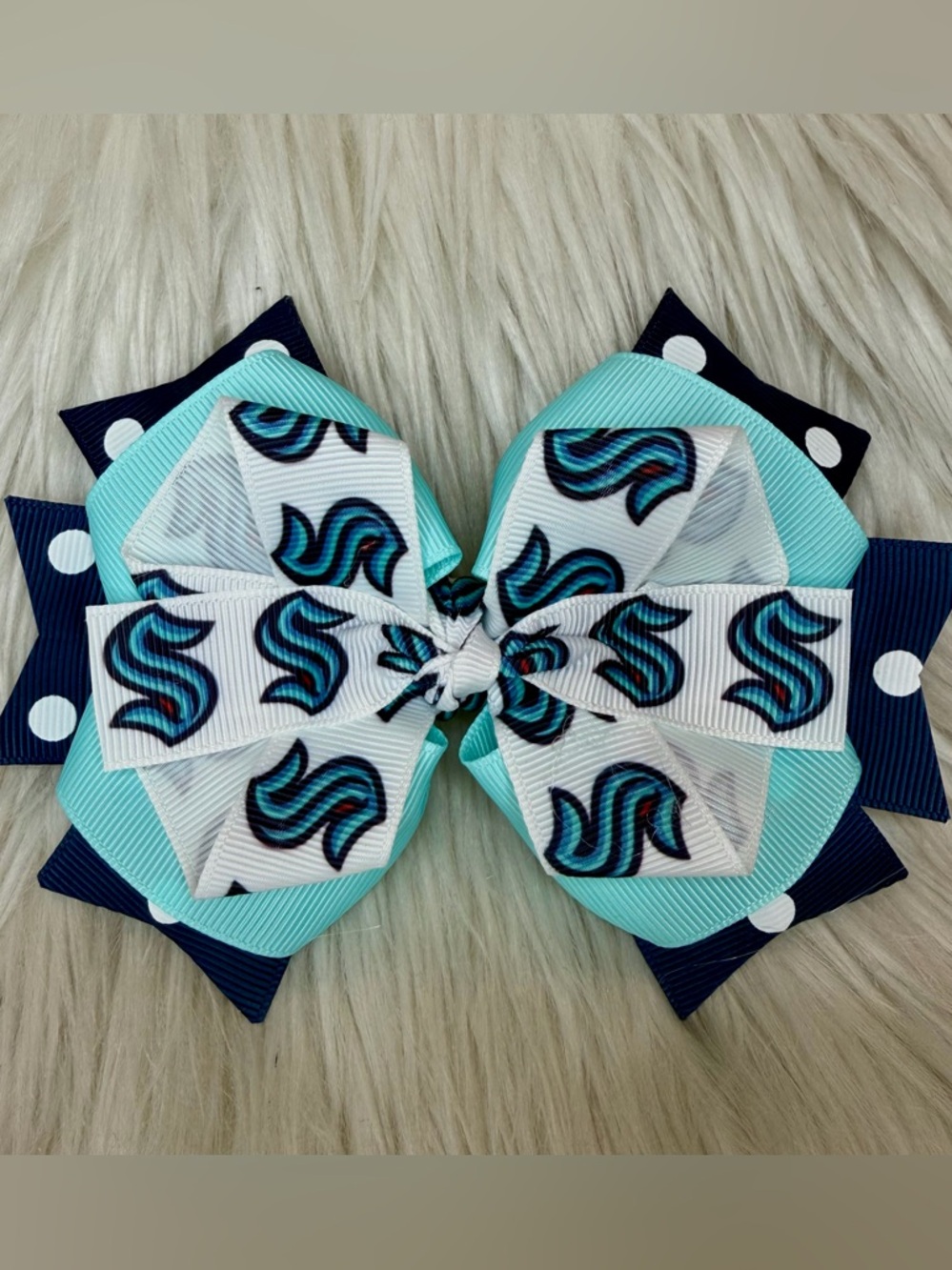 🎀🏒 NHL Seattle Kraken Hockey Hair Bow Barrette Clip 🏒🎀